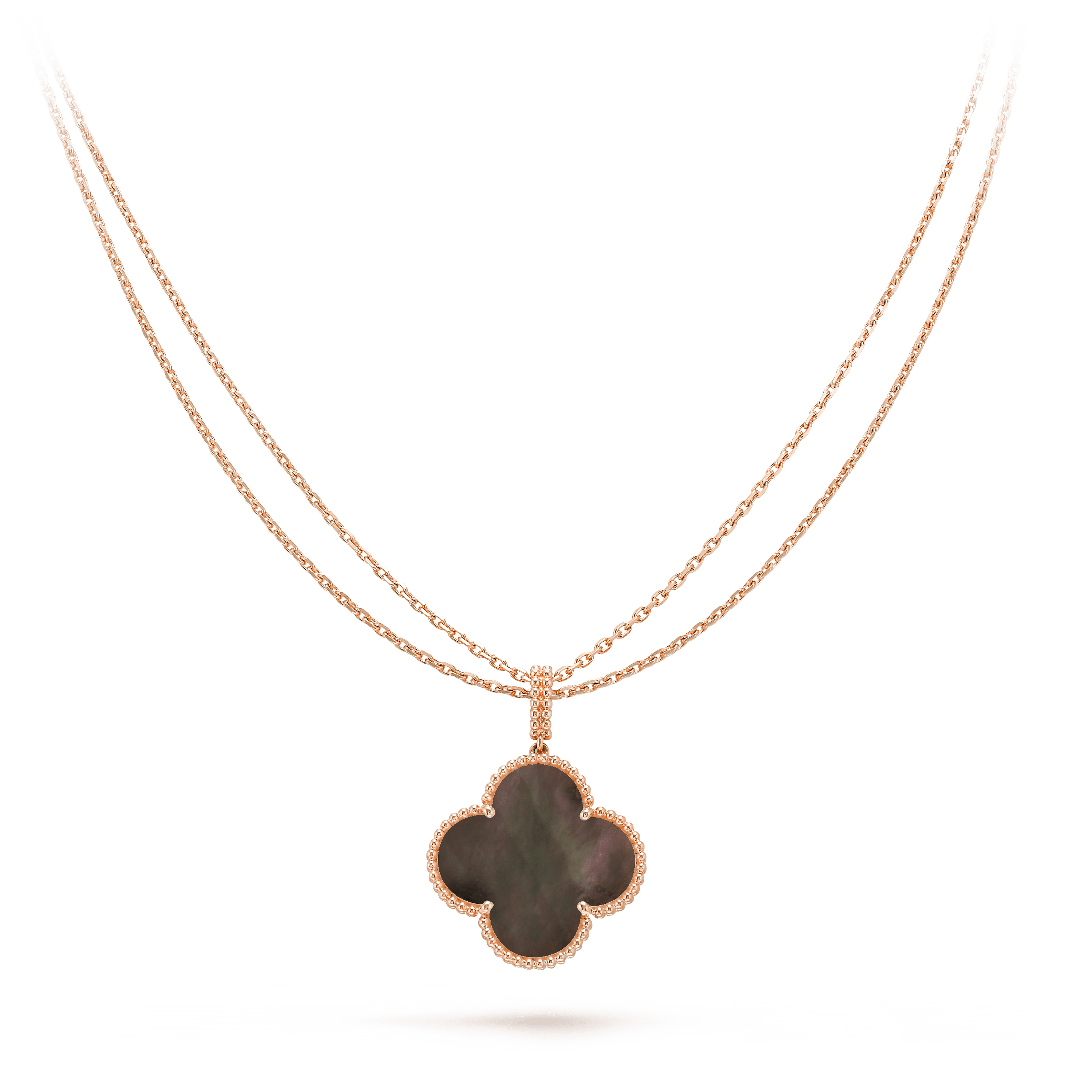 VCA CLOVER 25MM GOLD DARK MOP BIG CLOVER NECKLACE