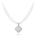 VCA CLOVER 25MM SILVER FULL DIAMOND BIG CLOVER NECKLACE