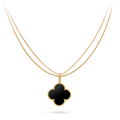 VCA CLOVER 25MM GOLD ONYX BIG CLOVER NECKLACE