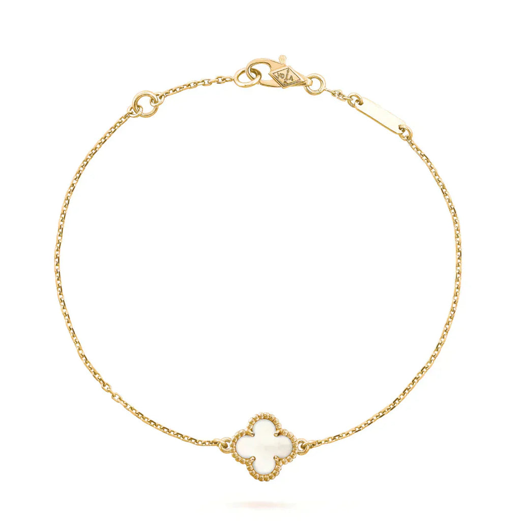 VCA CLOVER WHITE MOP SINGLE FLOWER BRACELET