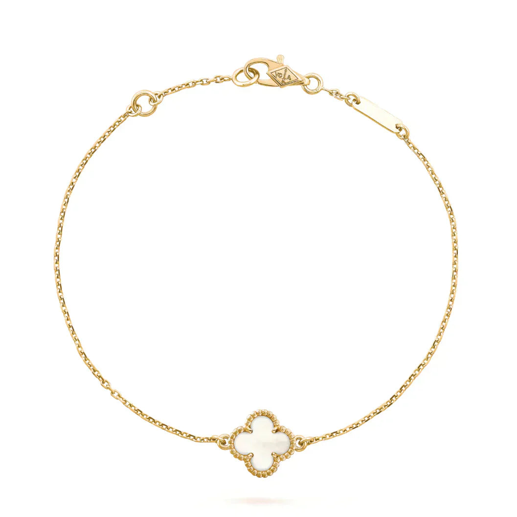 VCA CLOVER WHITE MOP SINGLE FLOWER BRACELET