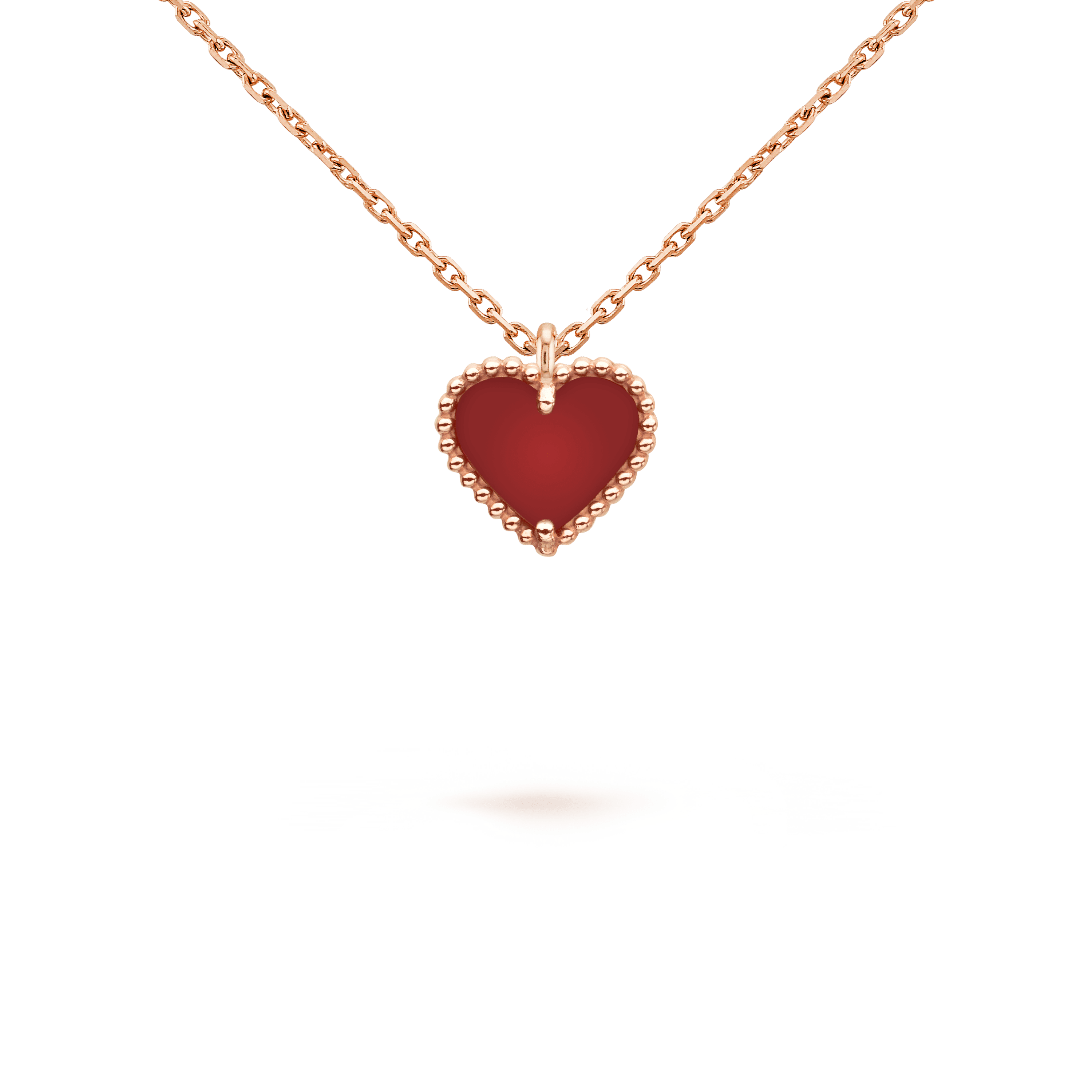 VCA SWEET CLOVER CARNELIAN HEART NECKLACE