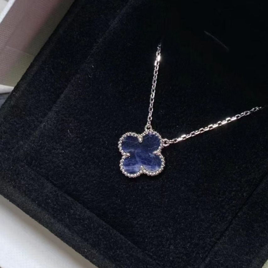 VCA CLOVER 15MM PIETERSITE NECKLACE SILVER