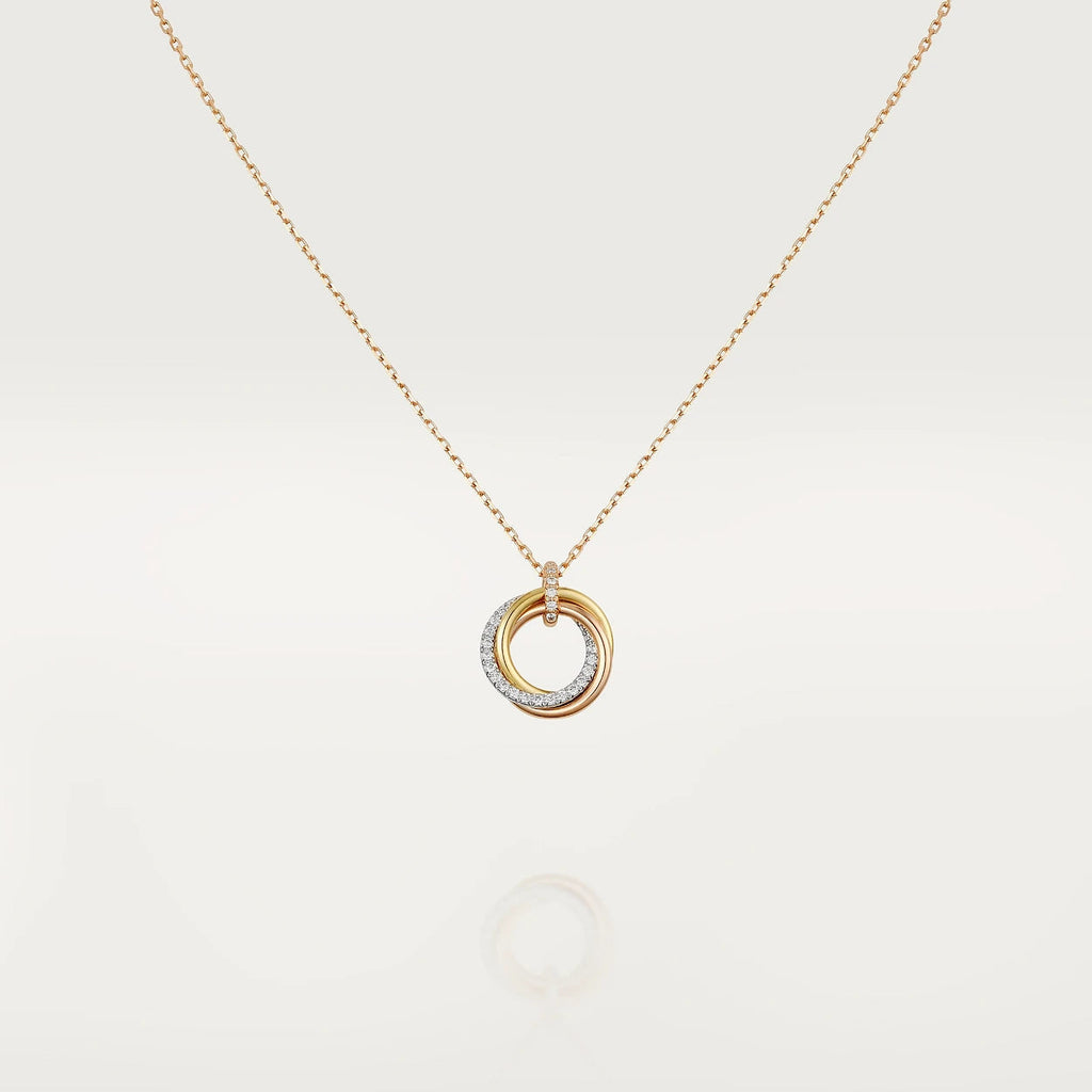 CARTIER TRINITY NECKLACE SILVER GOLD PINK GOLD DIAMONDS