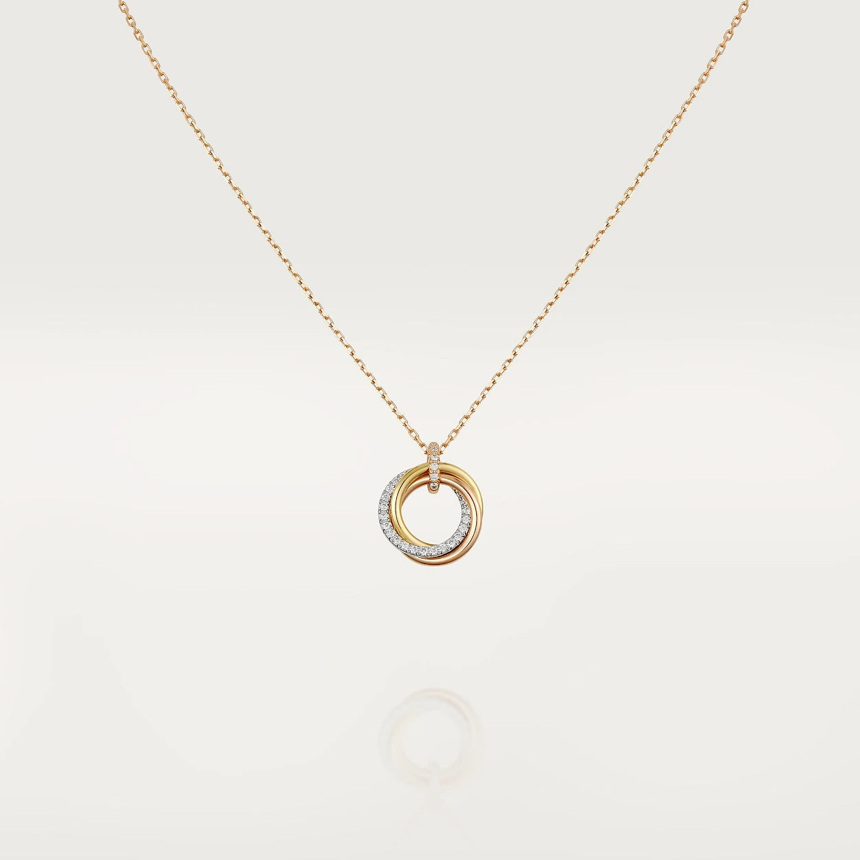 CARTIER TRINITY NECKLACE SILVER GOLD PINK GOLD DIAMONDS