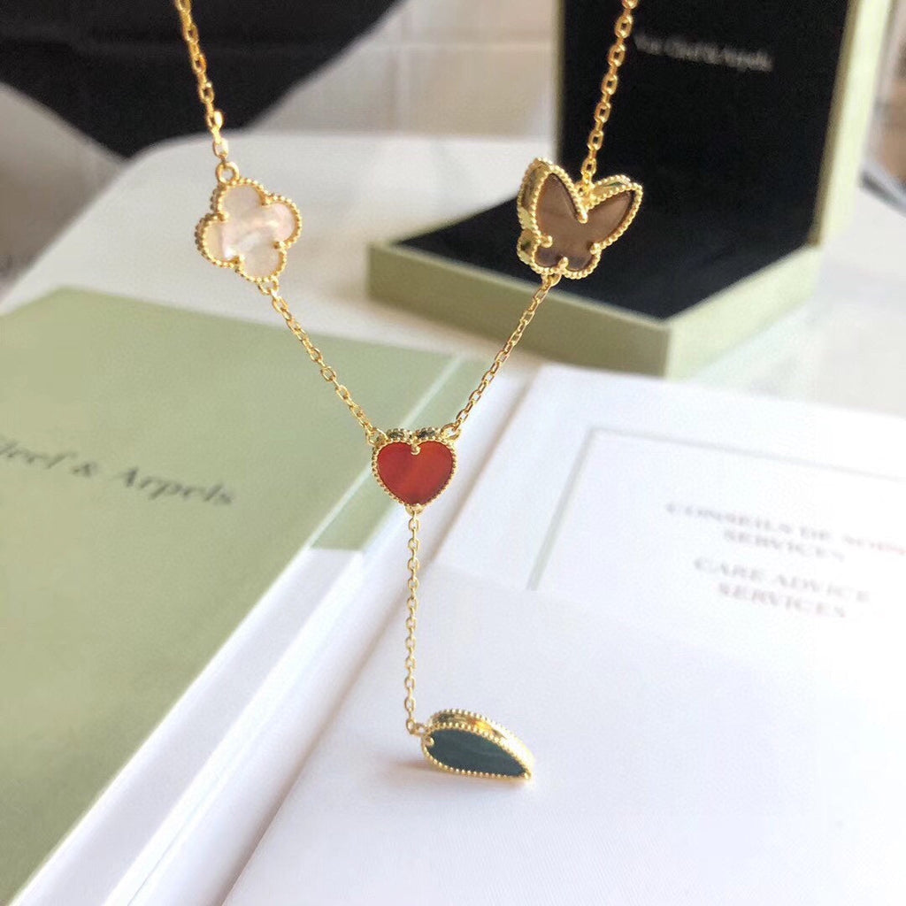 VCA LUCKY SPRING 4 MOTIFS ROSE GOLD NECKLACE
