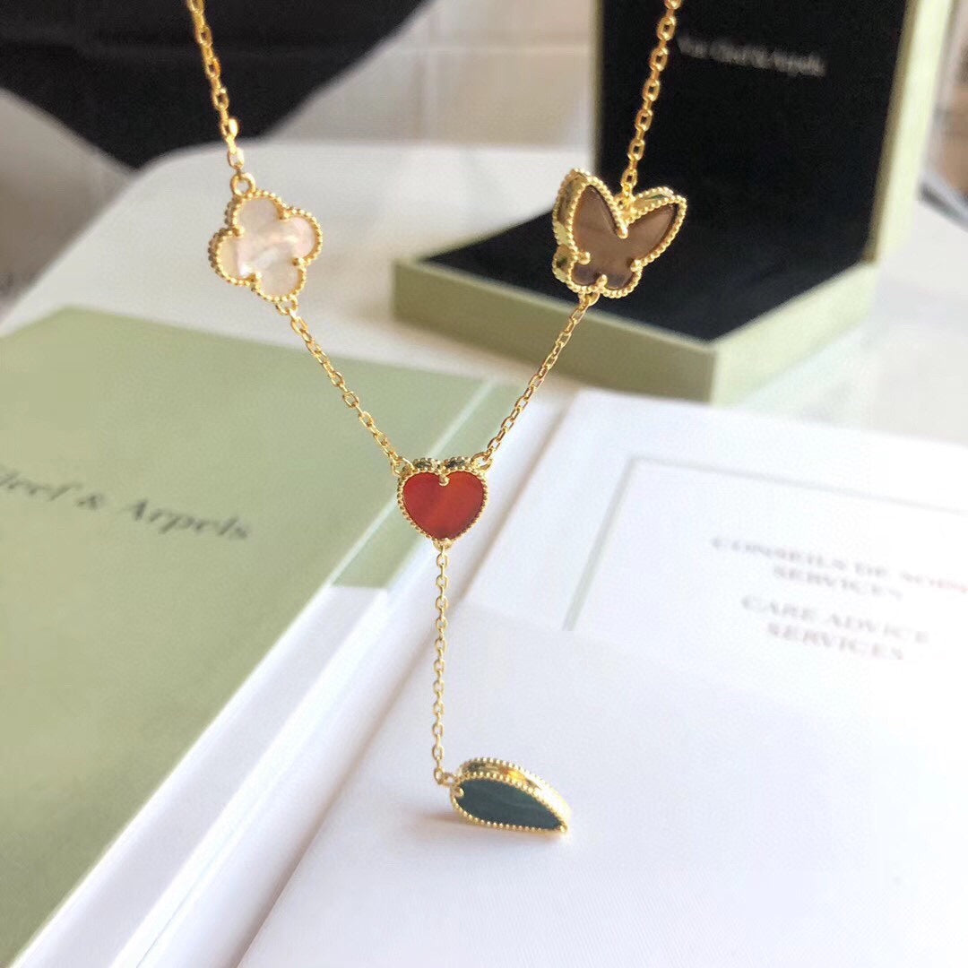 VCA LUCKY SPRING 4 MOTIFS ROSE GOLD NECKLACE