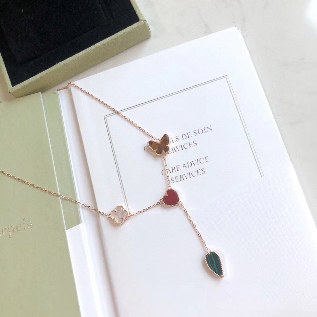 VCA LUCKY SPRING 4 MOTIFS ROSE GOLD NECKLACE