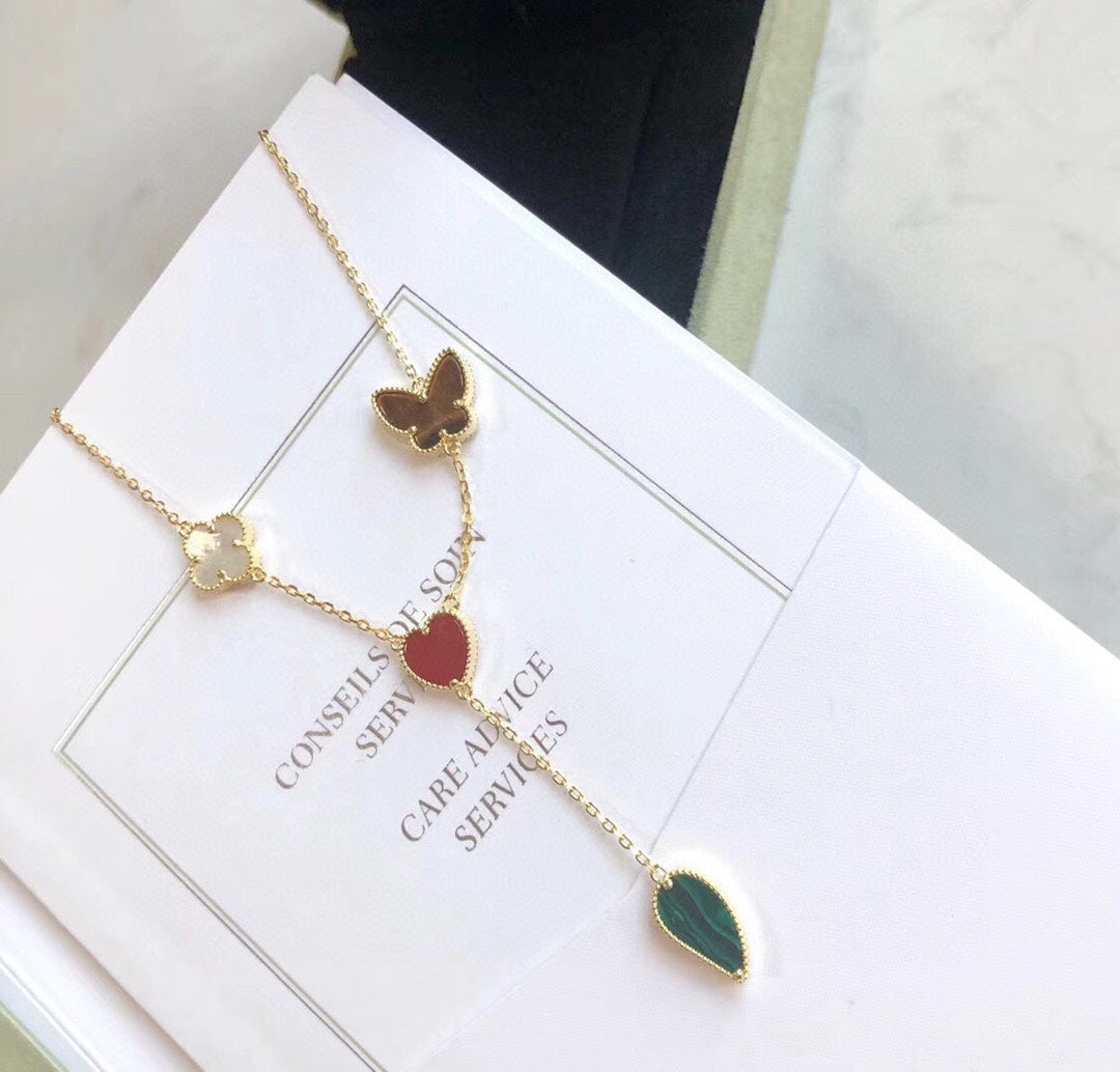VCA LUCKY SPRING 4 MOTIFS ROSE GOLD NECKLACE