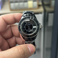CHANEL J12 33MM DIAMOND BEZEN BLACK CERAMIC STEEL