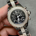 CHANEL J12 34MM CHRONOGRAPH BLACK CERAMIC