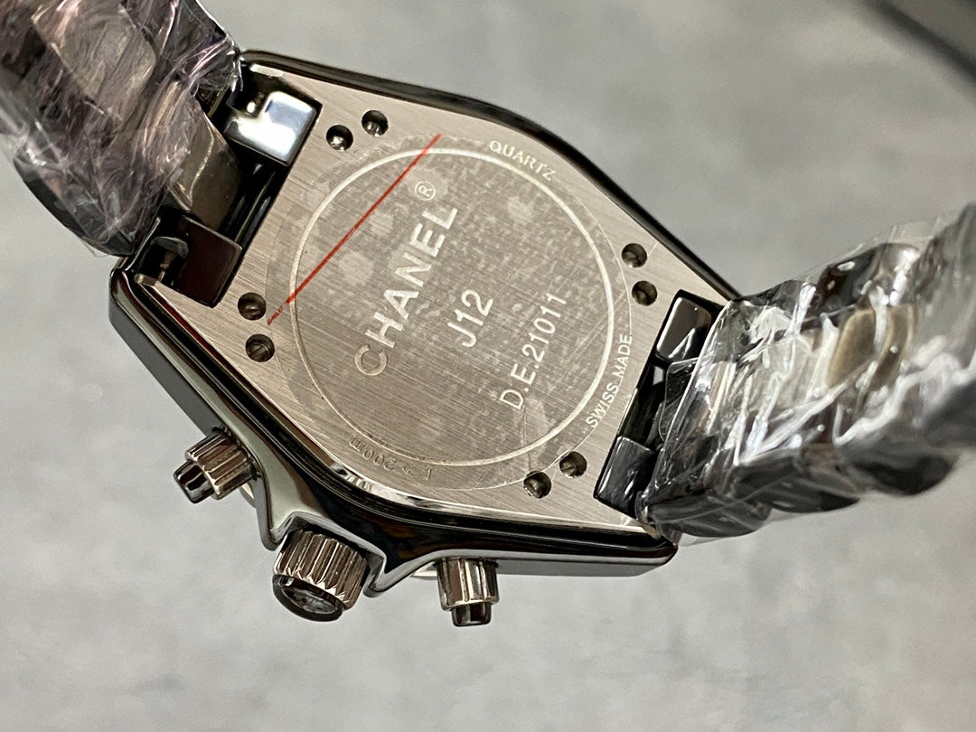CHANEL J12 34MM CHRONOGRAPH BLACK CERAMIC