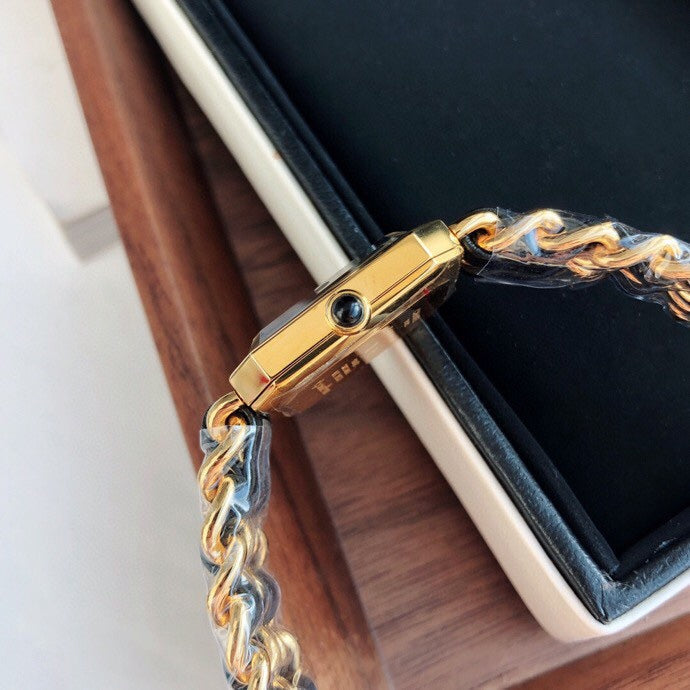 CHANEL PREMIERE ROCK PINK GOLD CASE BLACK LEATHER