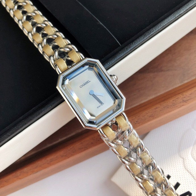 CHANEL PREMIERE ROCK SILVER CASE BEIGE LEATHER