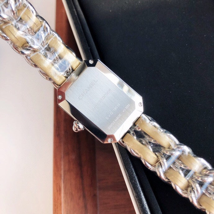 CHANEL PREMIERE ROCK SILVER CASE BEIGE LEATHER