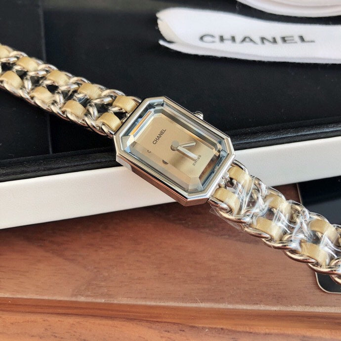 CHANEL PREMIERE ROCK SILVER CASE BEIGE LEATHER