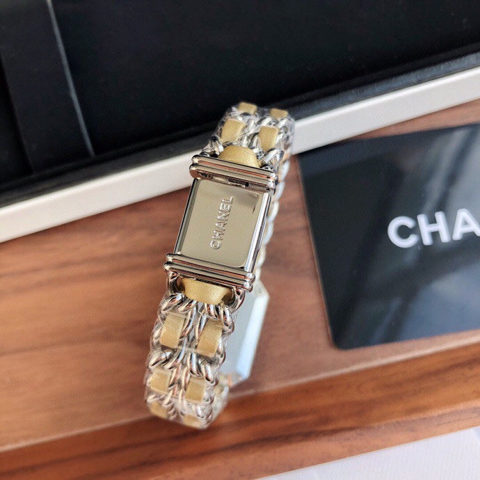 CHANEL PREMIERE ROCK SILVER CASE BEIGE LEATHER