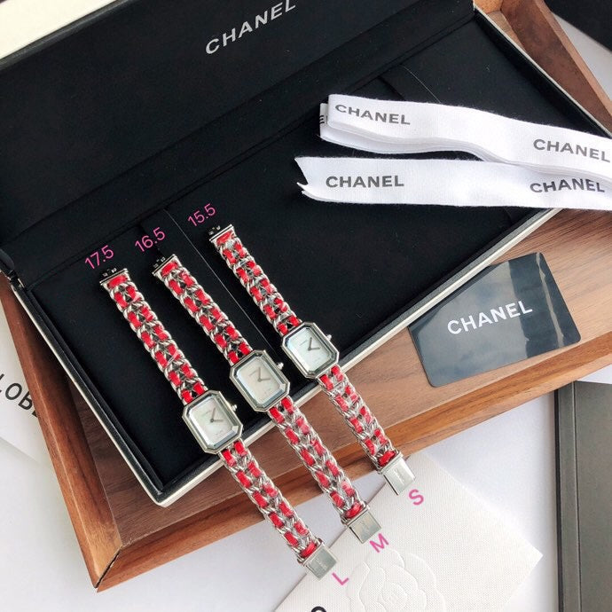CHANEL PREMIERE ROCK SILVER CASE RED LEATHER
