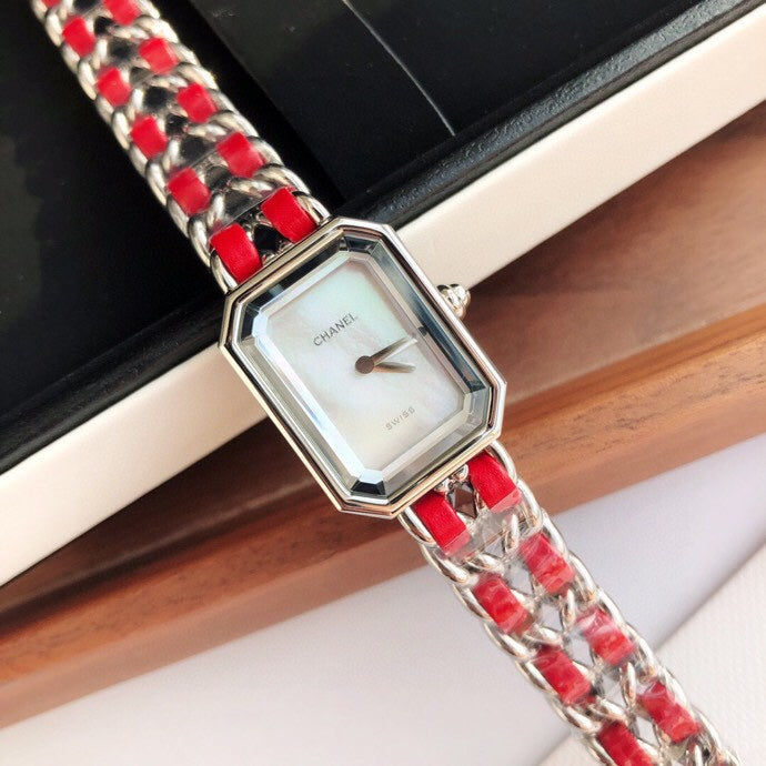 CHANEL PREMIERE ROCK SILVER CASE RED LEATHER