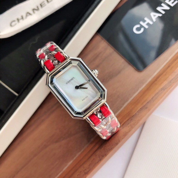 CHANEL PREMIERE ROCK SILVER CASE RED LEATHER