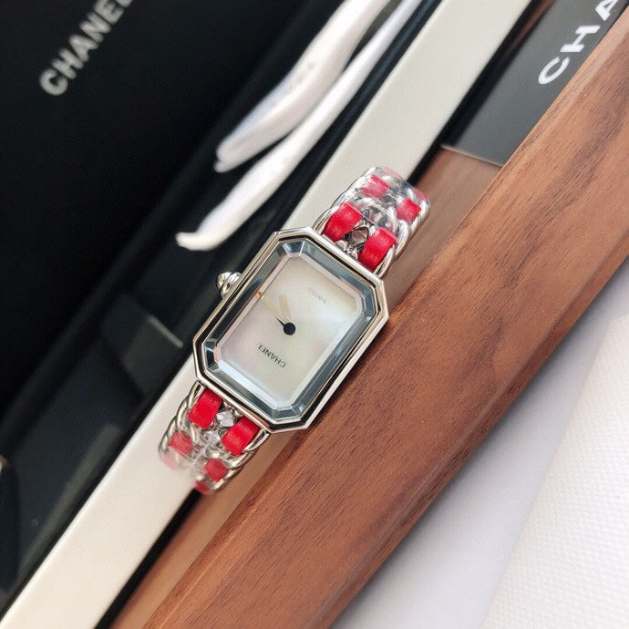CHANEL PREMIERE ROCK SILVER CASE RED LEATHER