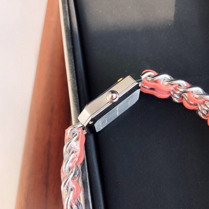 CHANEL PREMIERE ROCK SILVER CASE PINK LEATHER