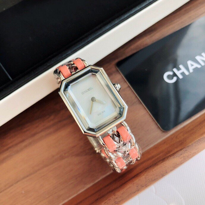 CHANEL PREMIERE ROCK SILVER CASE PINK LEATHER