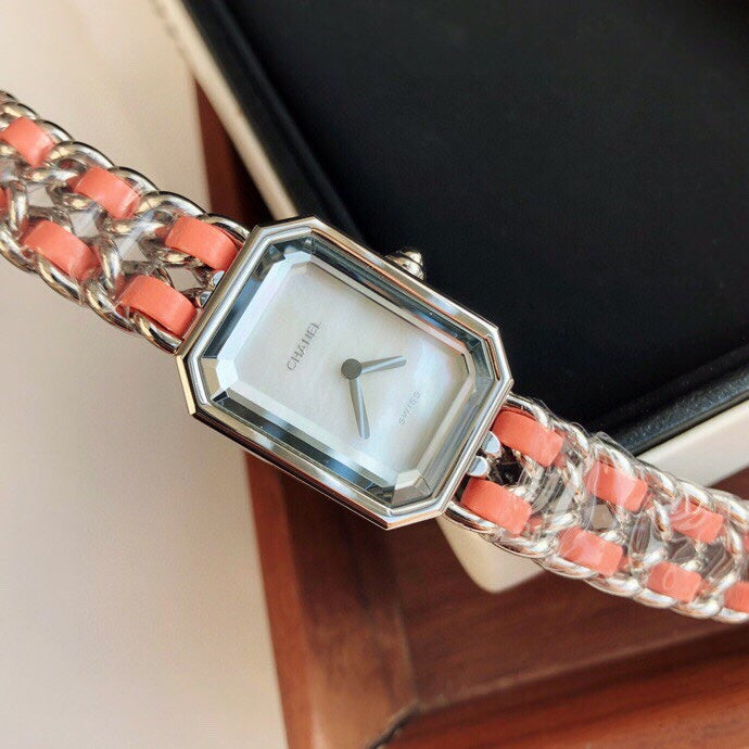 CHANEL PREMIERE ROCK SILVER CASE PINK LEATHER