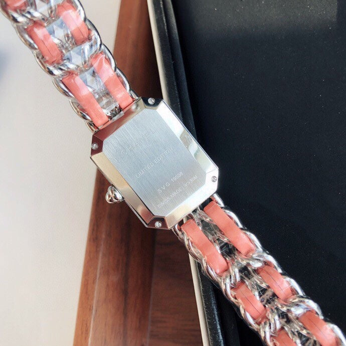 CHANEL PREMIERE ROCK SILVER CASE PINK LEATHER