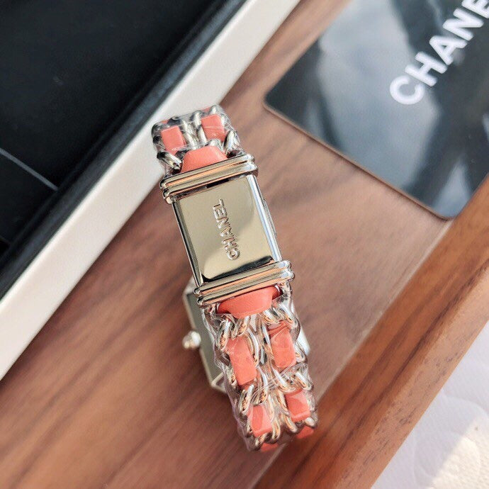CHANEL PREMIERE ROCK SILVER CASE PINK LEATHER