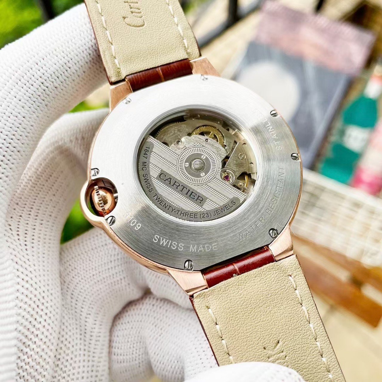 CARTIER BALLON BLEU DAY-DATE 44 LEATHER STRAP