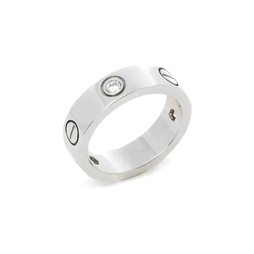 CARTIER LOVE RING 5.5MM 3 DIAMONDS SILVER